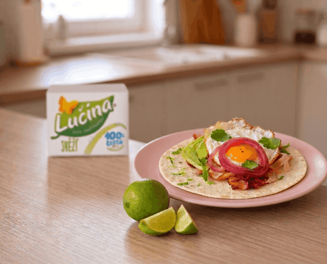 Snídaňové tacos s Lučina kostkou